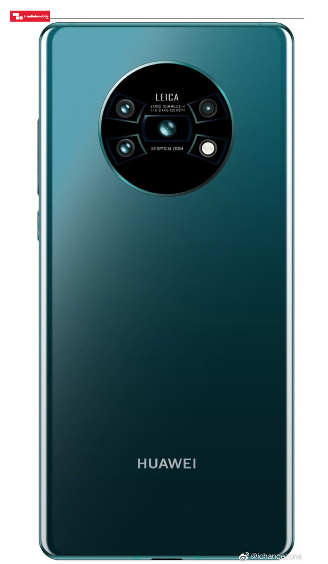 lộ thiết kế huawei mate 30 với 4 camera hình tròn