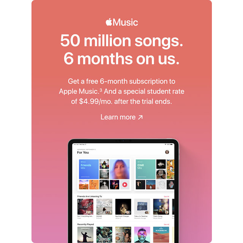 apple music miễn phí 6 tháng cho sinh viên